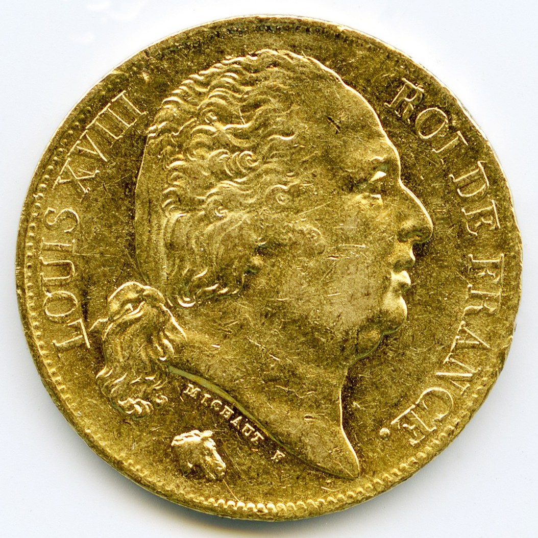 Louis XVIII - 20 Francs - 1818 A avers