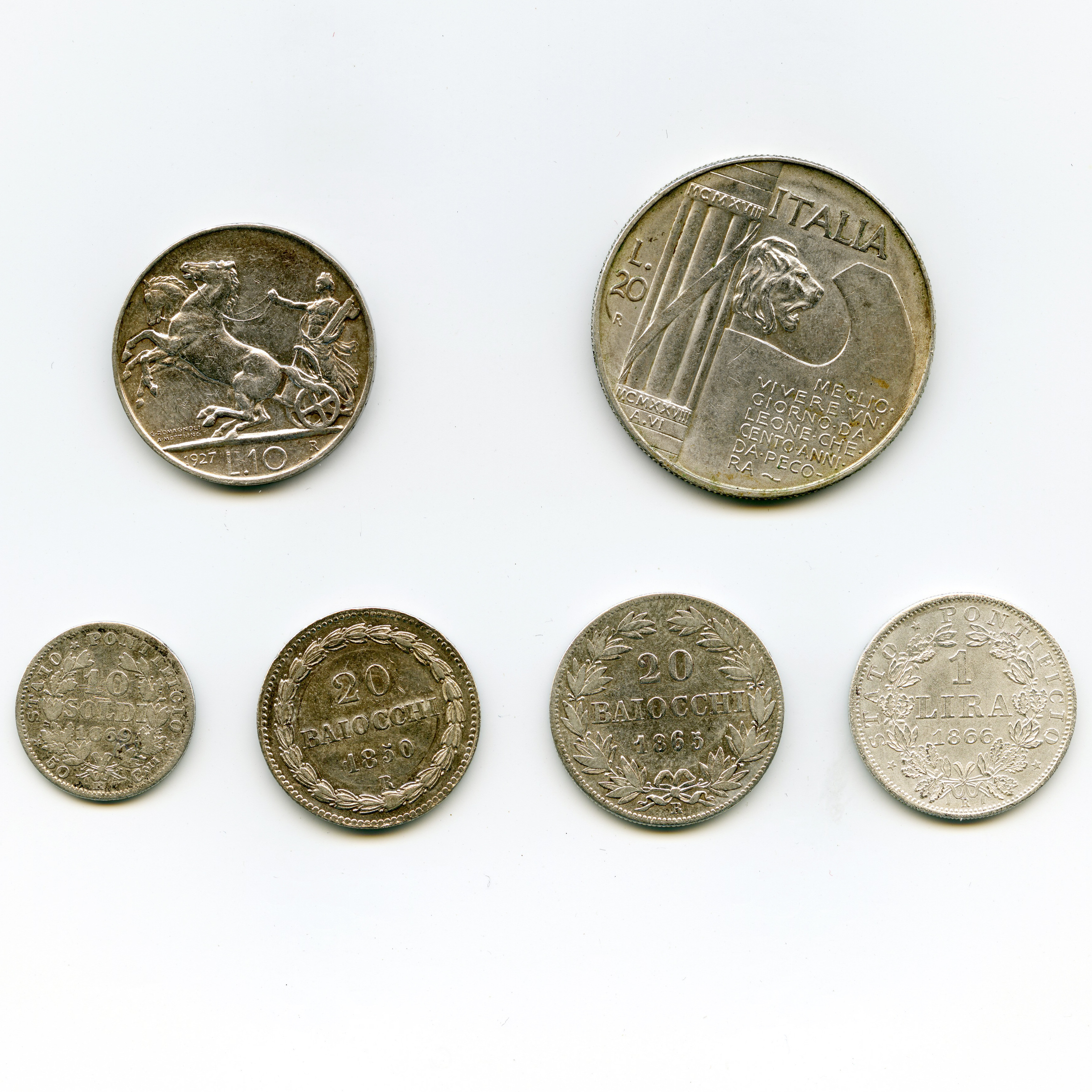 Italie - Lot de 6 Monnaies revers