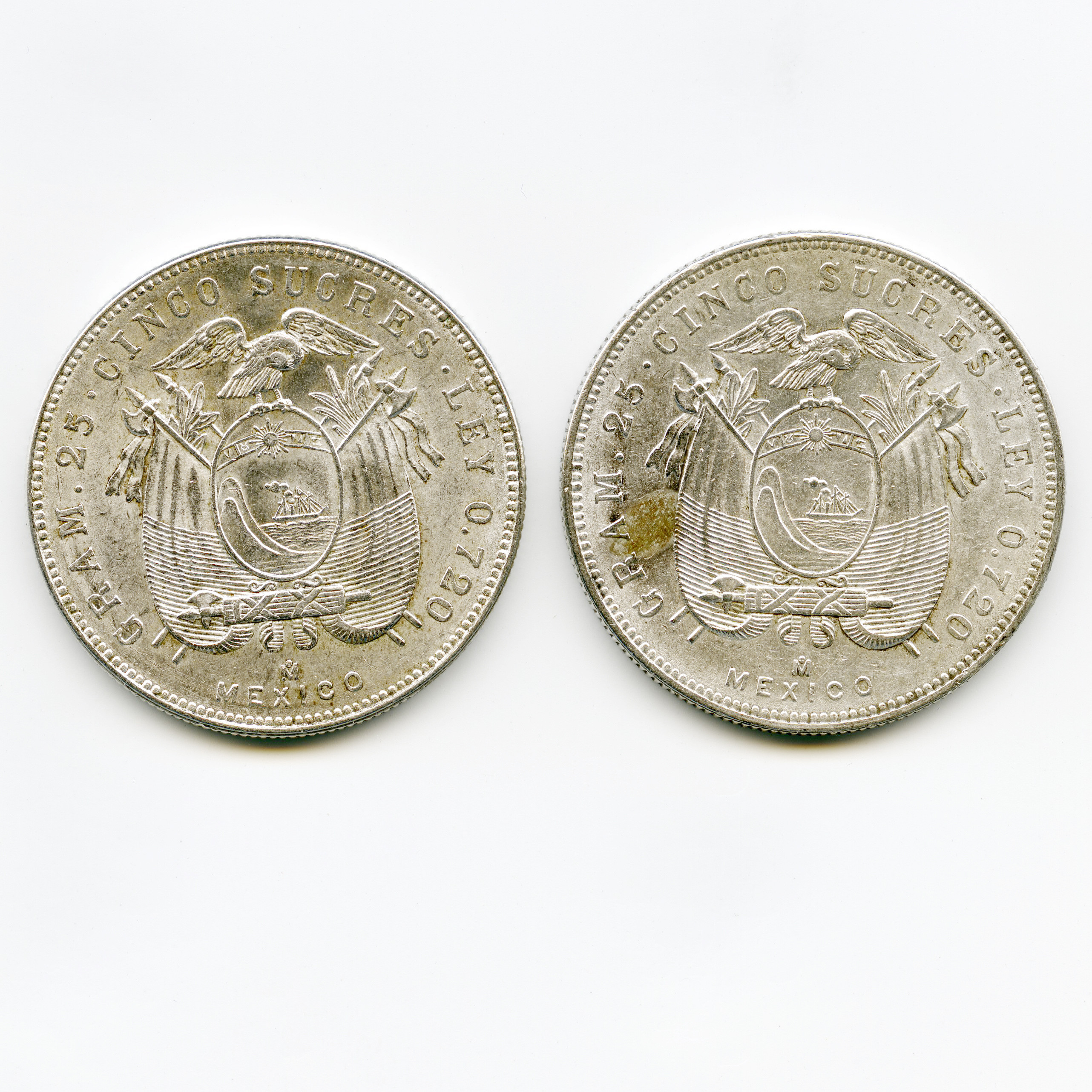 Equateur - 5 Sucres - 1943 - 1944 revers