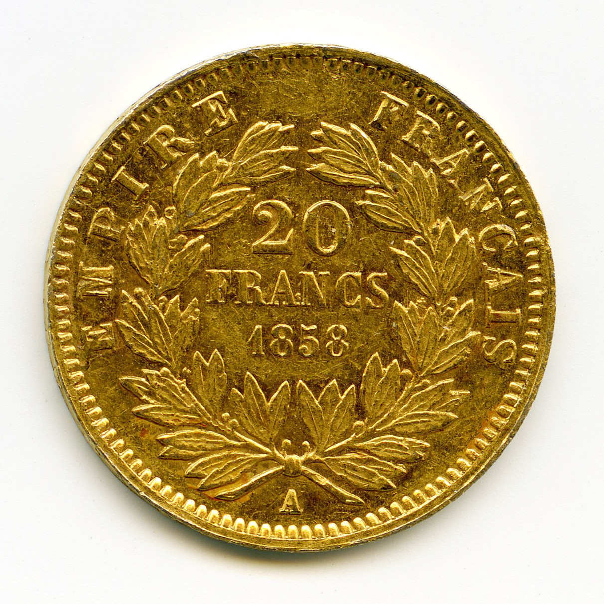 Napoléon III - 20 Frs Platine - 1858 A revers