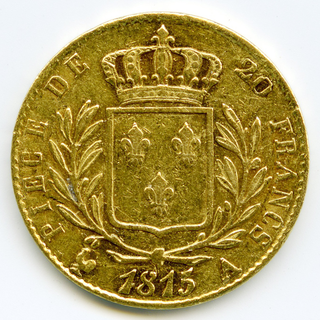 Louis XVIII - 20 Francs - 1815 A revers