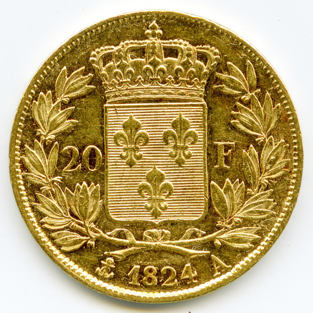 Louis XVIII - 20 Francs - 1824 A revers