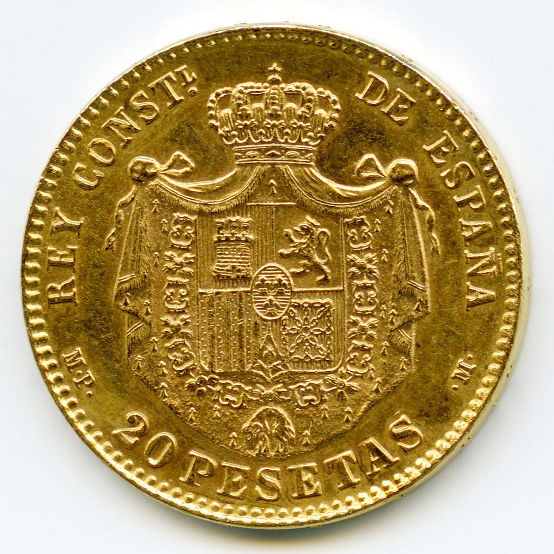 Espagne - 20 Pesetas - 1896 MPM revers