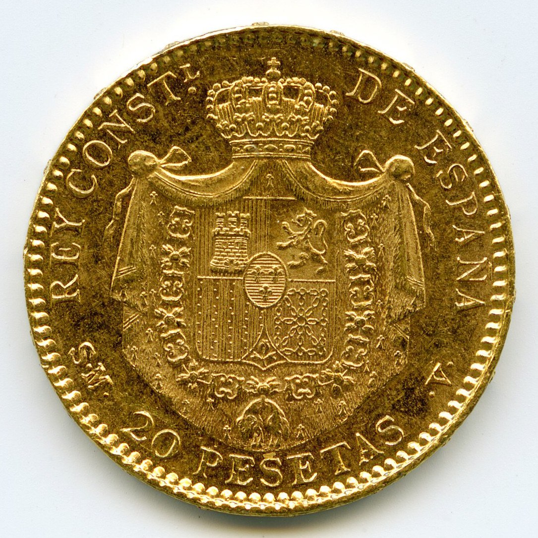 Espagne - 20 Pesetas - 1899 revers