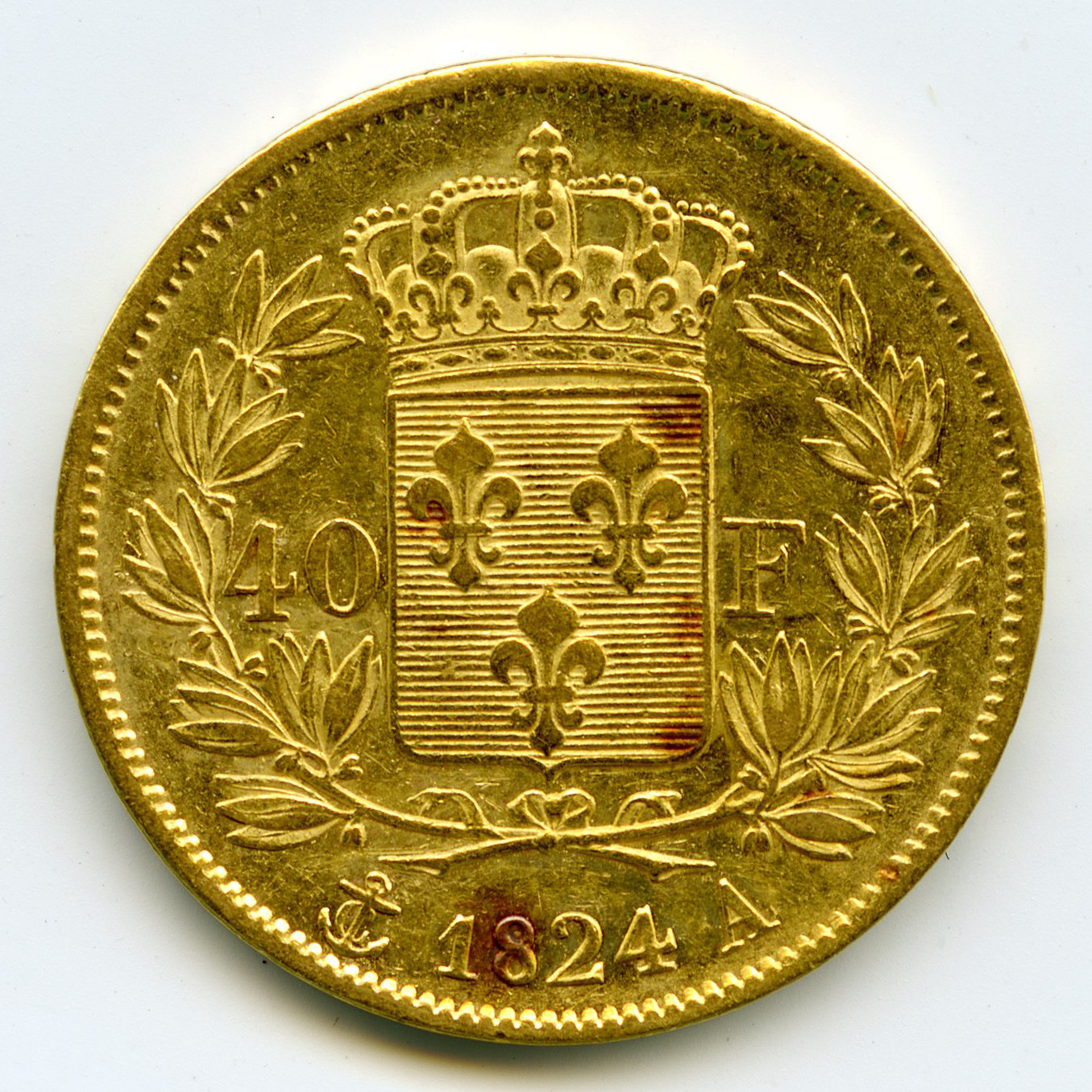 Charles X - 40 Francs - 1824 A revers