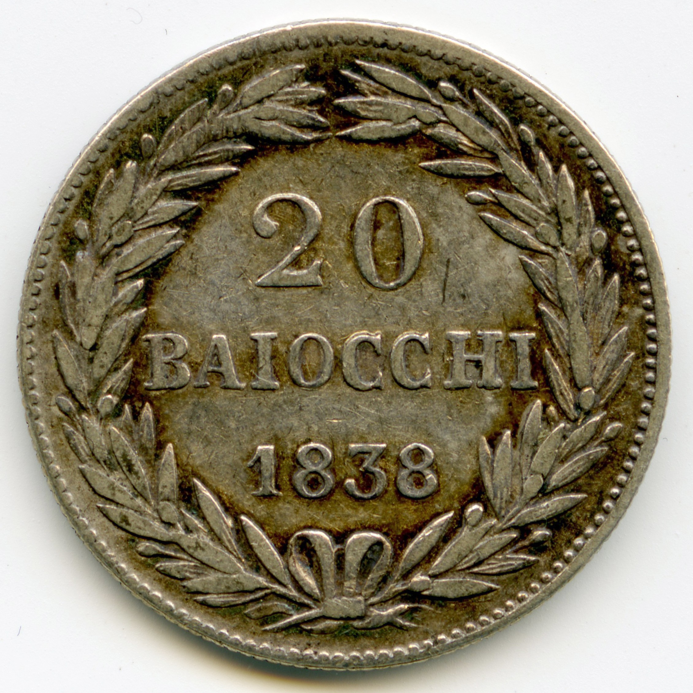 Italie - Gregorio XVI - 1838 revers