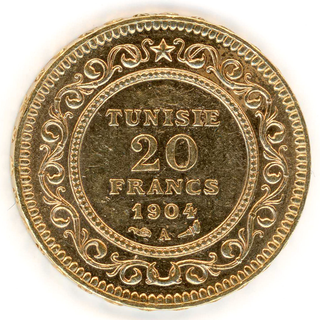 Tunisie - 20 Francs - 1904 A revers