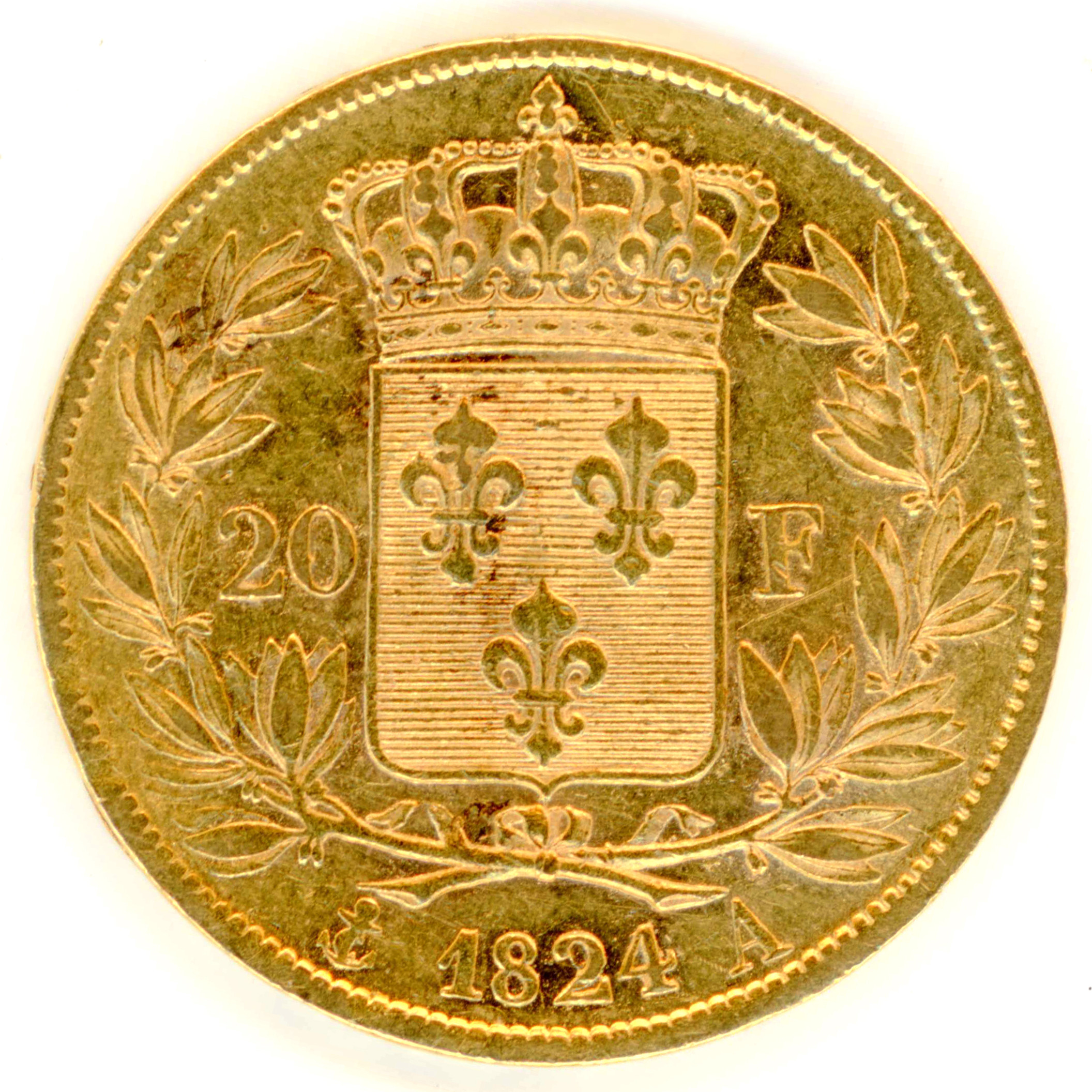 Louis XVIII - 20 Francs - 1824 A revers