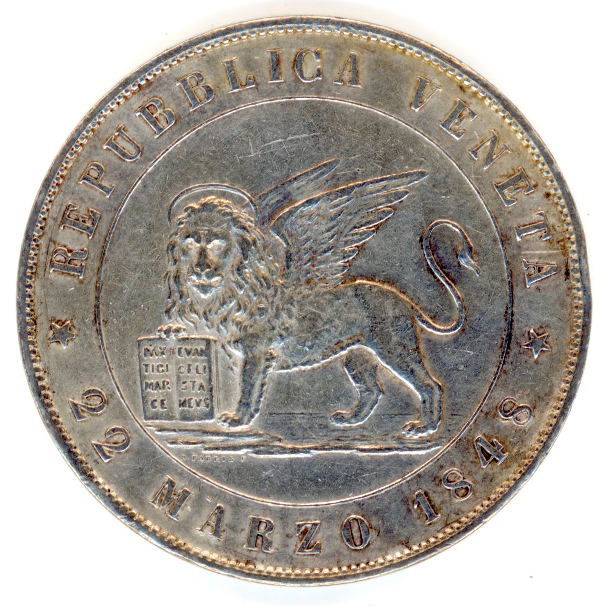 Italie - 5 Lire - 1848 - Venise avers