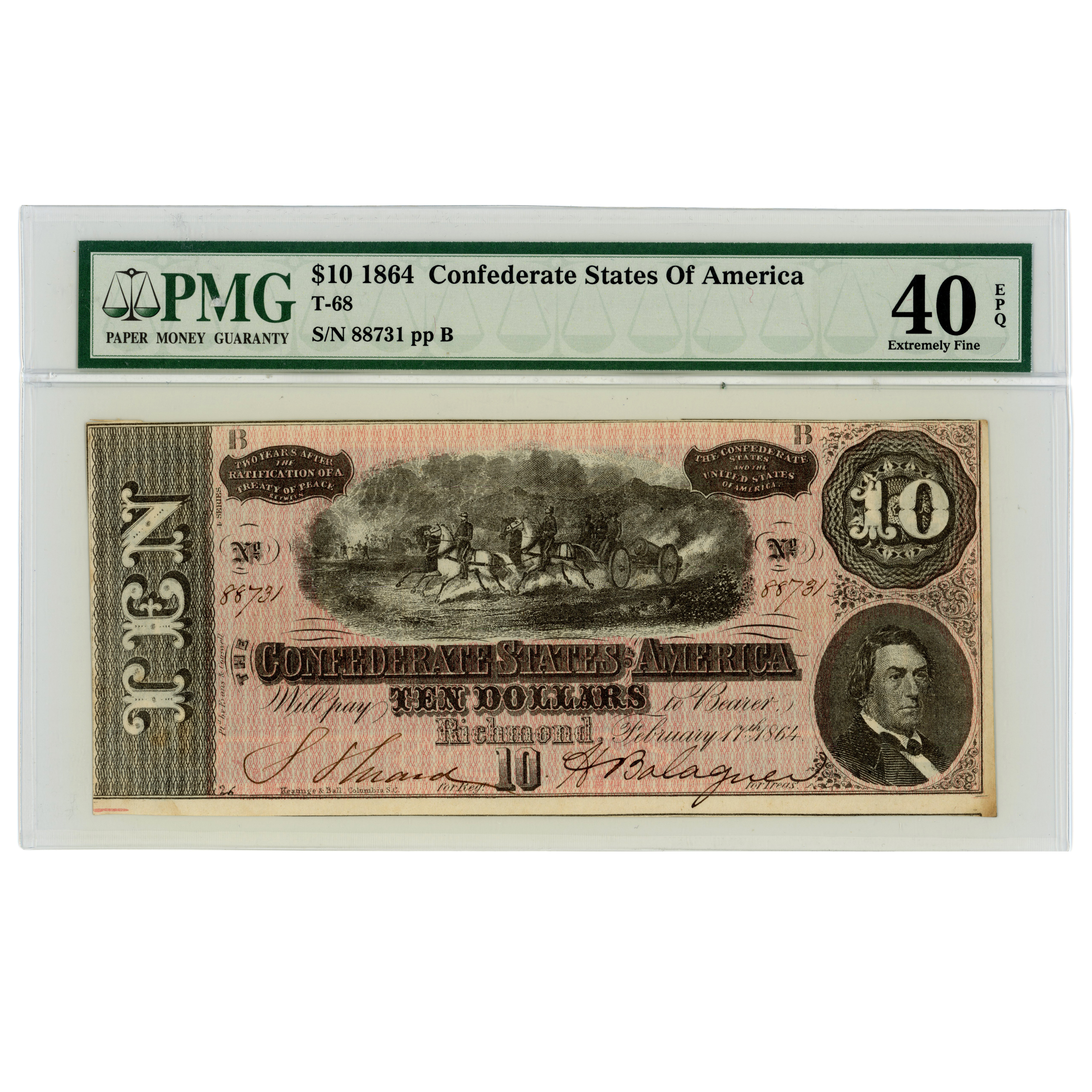 USA - 10 Dollars - États confédérés - 1864 avers