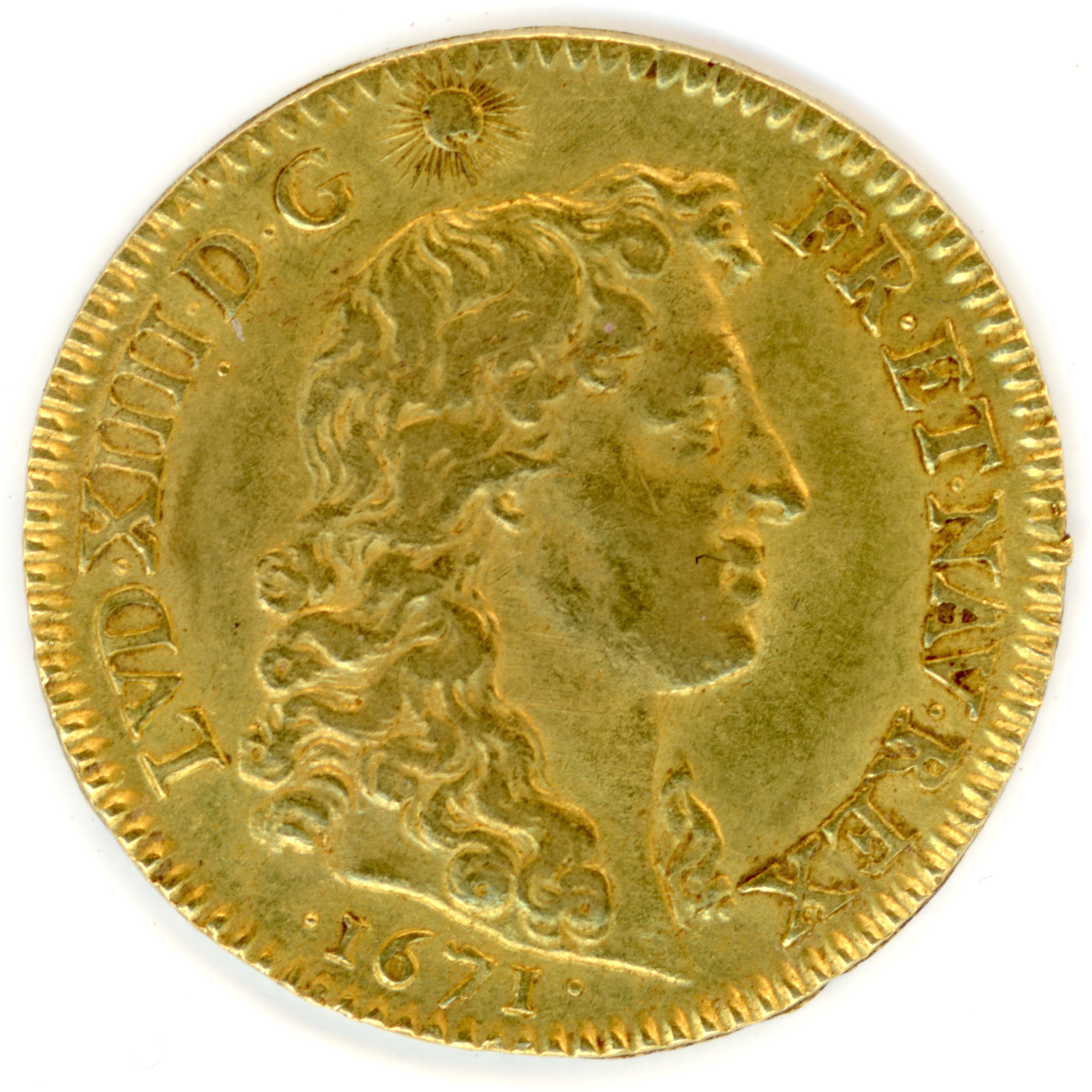 Louis XIV - Louis d'or à la tête nue - 1671 A avers