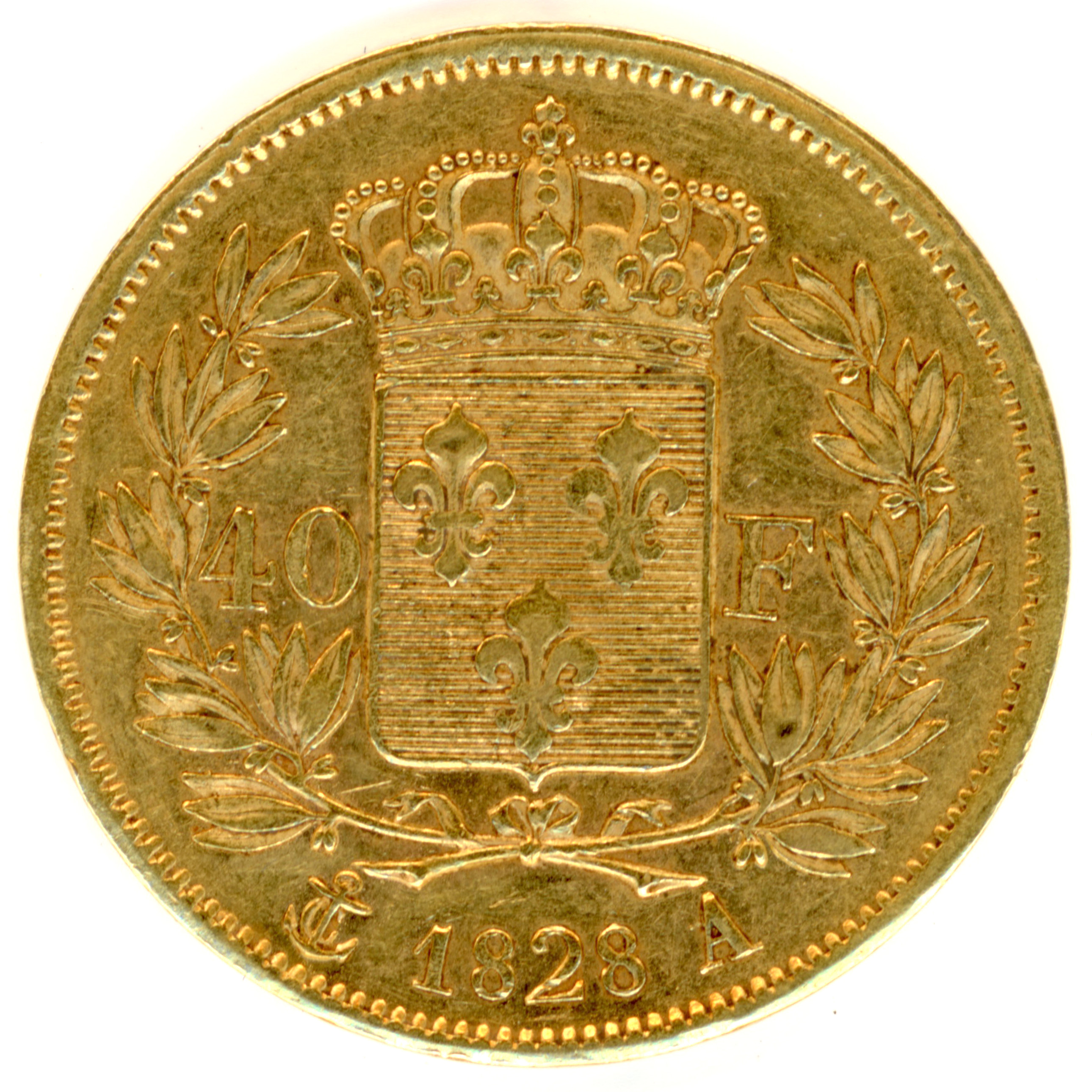 Charles X - 40 Francs - 1828 A revers