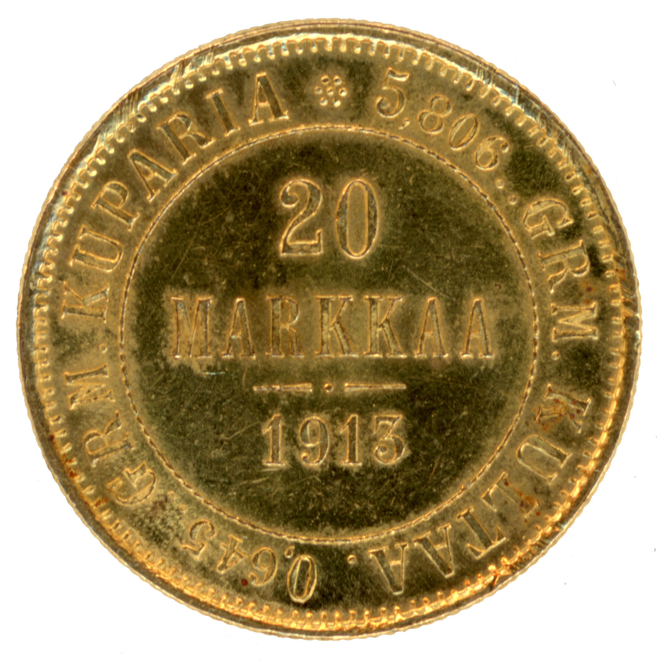 Finlande - 20 Markaa - 1913 - Helsinki avers Finlande - 20 Markaa - 1913 - Helsinki avers