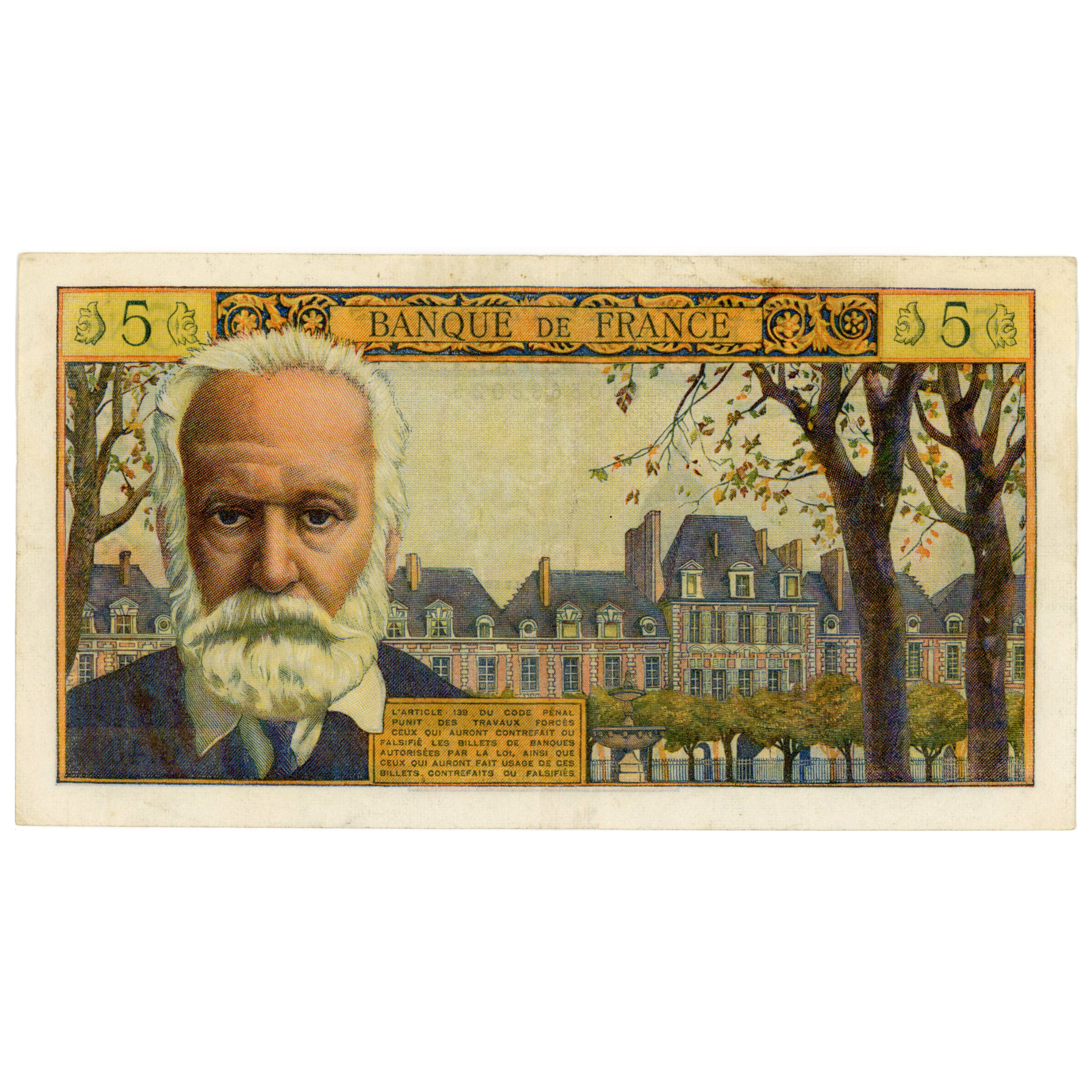 France - 5 NF - Victor Hugo - 1961 revers France - 5 NF - Victor Hugo - 1961 revers
