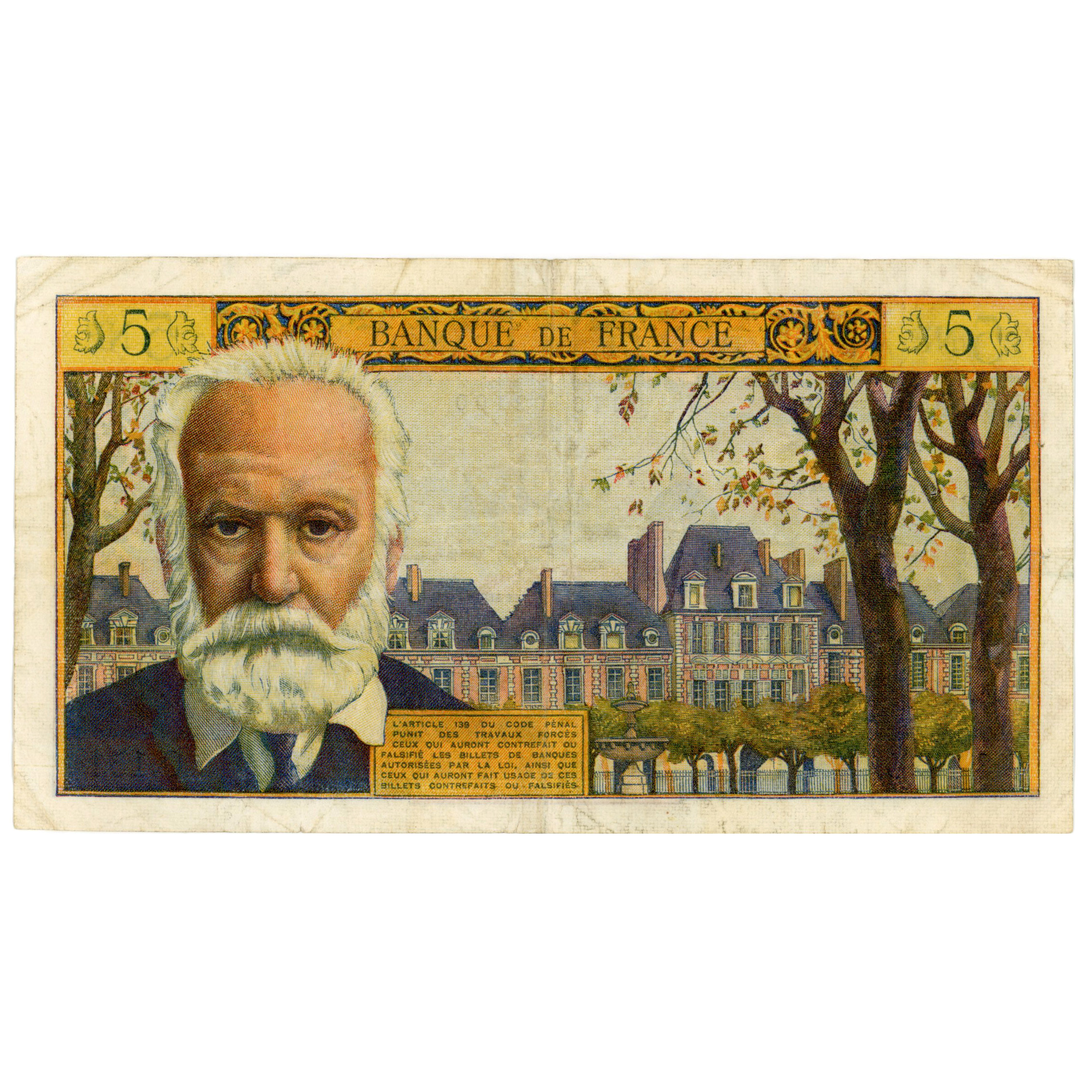 France - 5 NF - Victor Hugo - 1965 revers France - 5 NF - Victor Hugo - 1965 revers