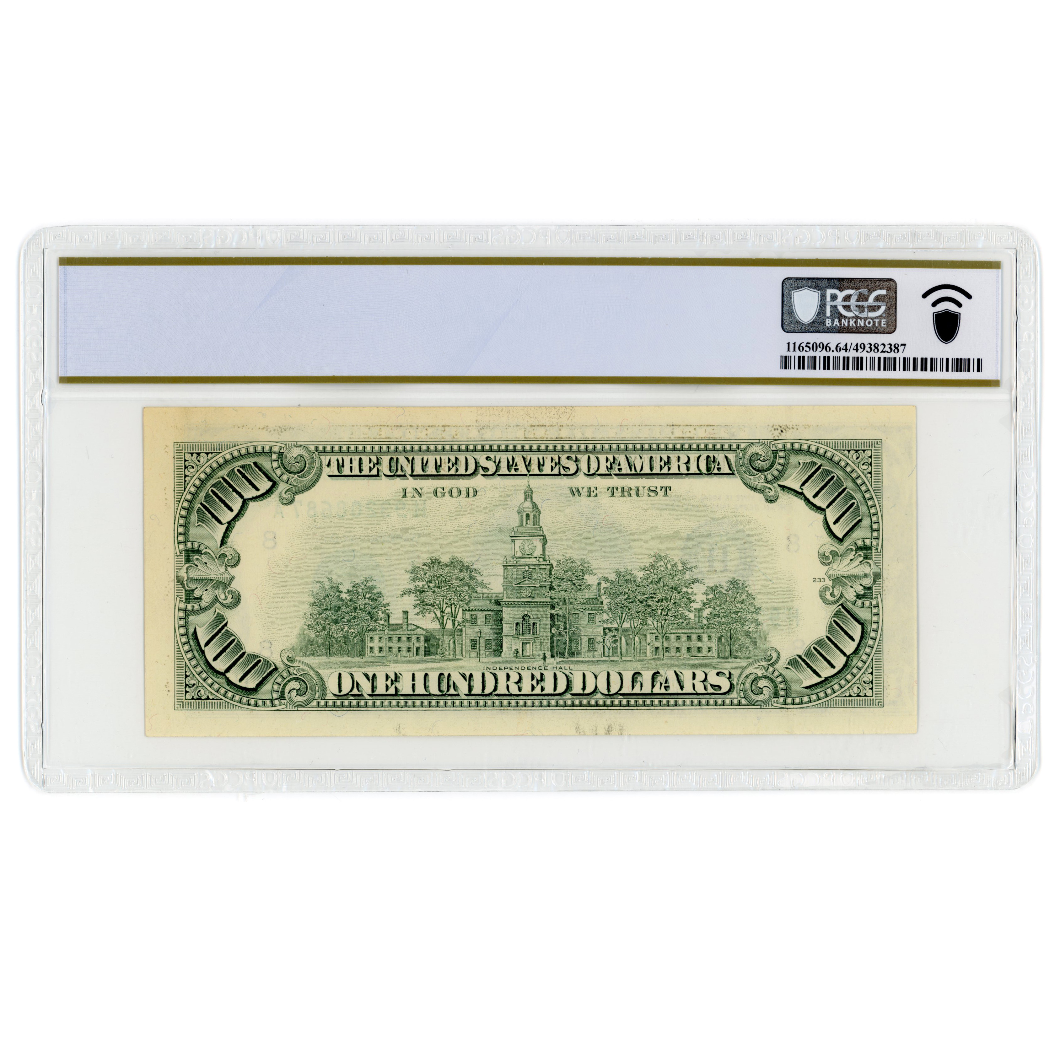 USA - 100 Dollars Fauté - 1990 revers USA - 100 Dollars Fauté - 1990 revers