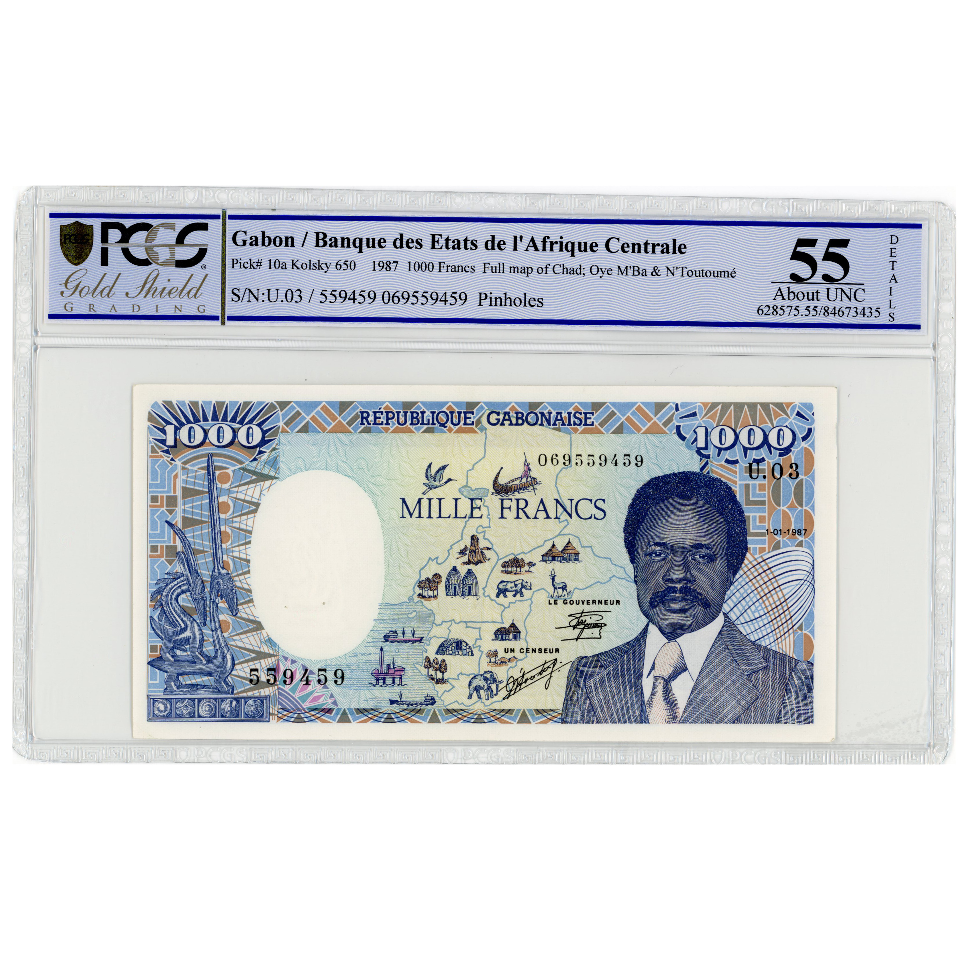 Gabon - 1 000 Francs - U.03 559459 avers Gabon - 1 000 Francs - U.03 559459 avers