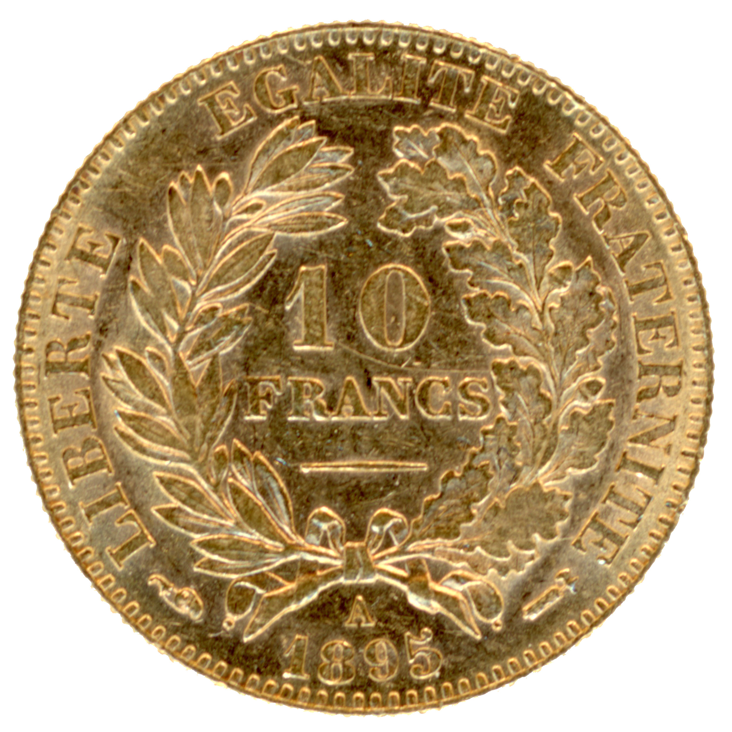 10 Francs "Céres" - 1895 - Paris revers