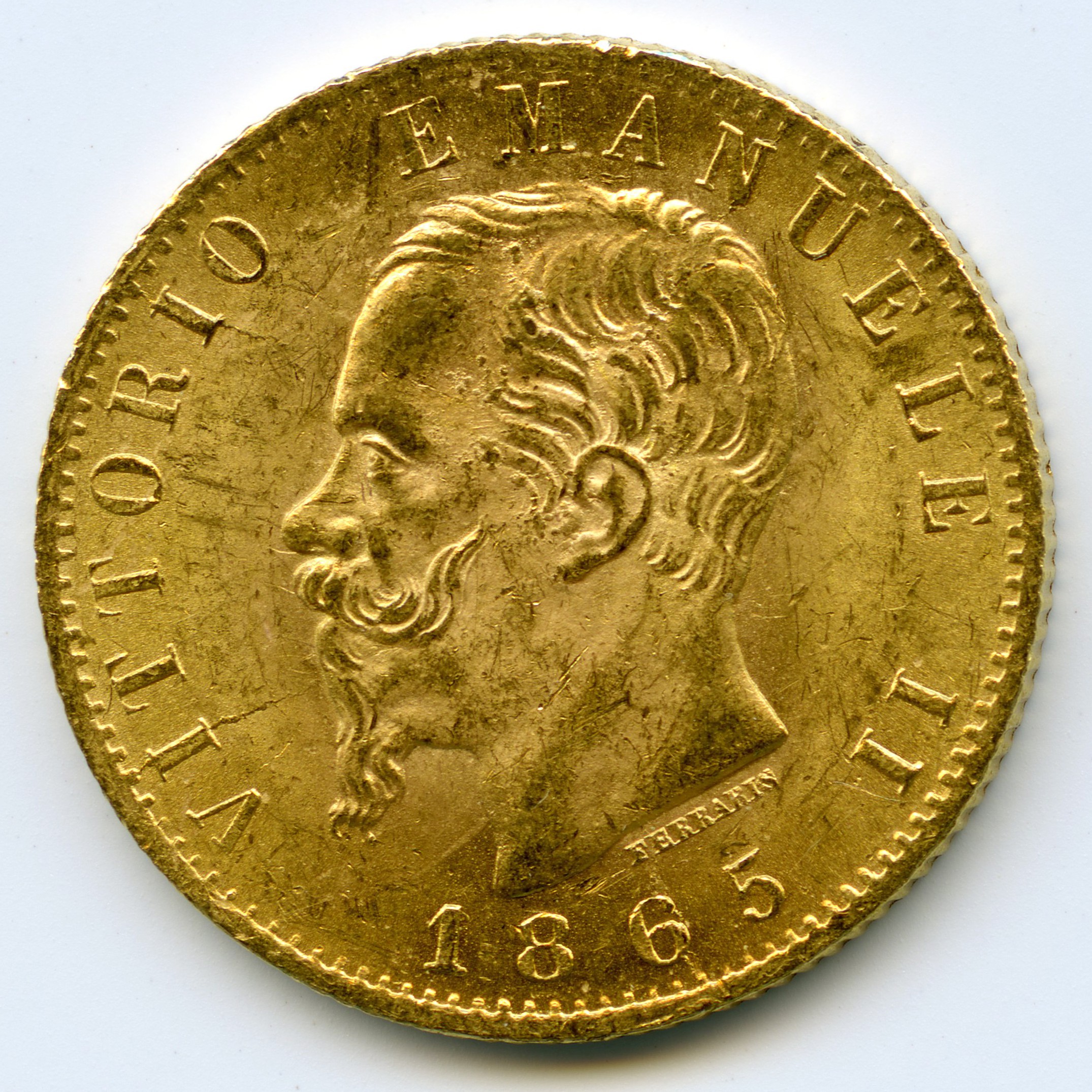 Italie - 20 Lire - 1865 T avers