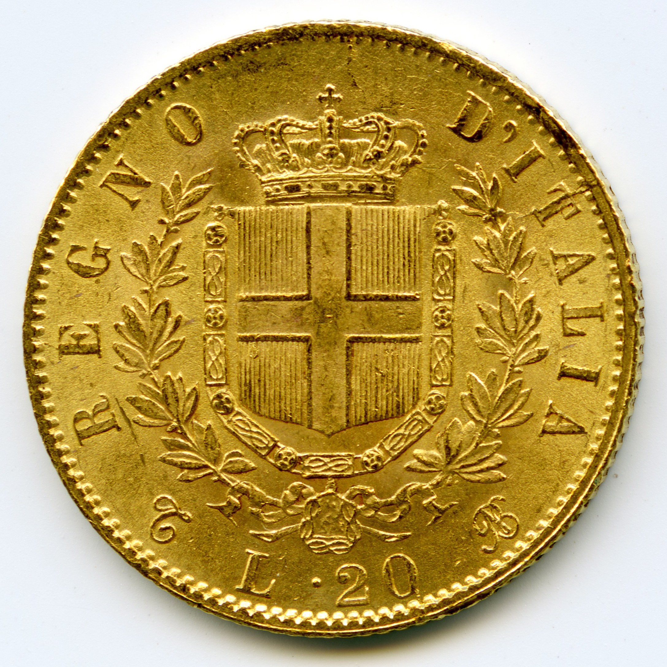 Italie - 20 Lire - 1863 T revers