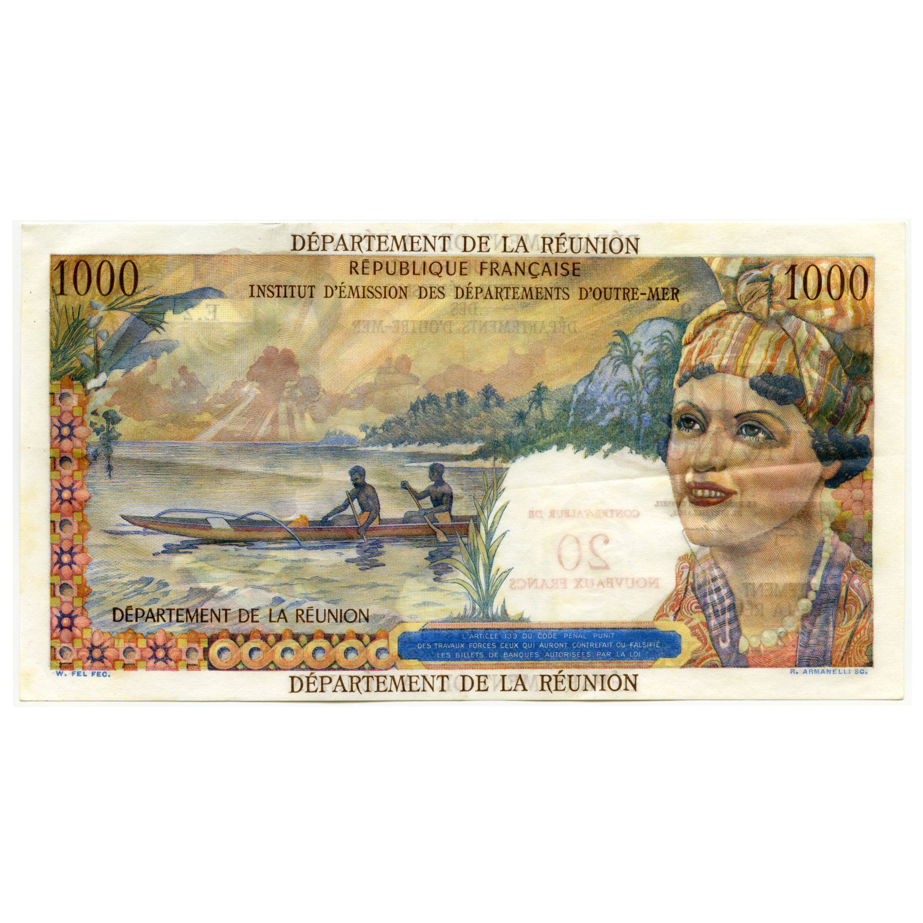 Outre-Mer - La Réunion - 20 NF - E286509 revers