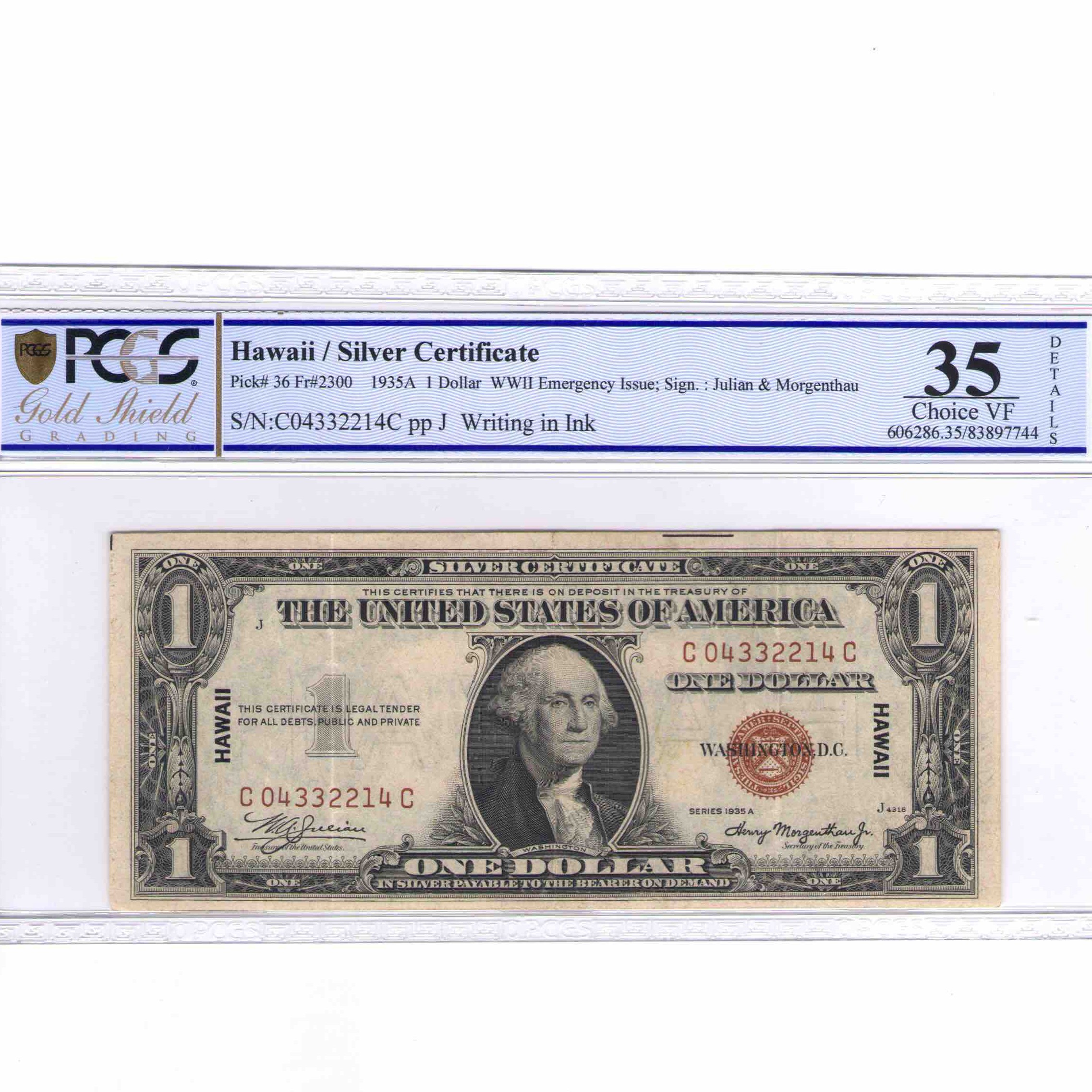 USA - 1 DOLLAR Silver certificate HAWAII avers