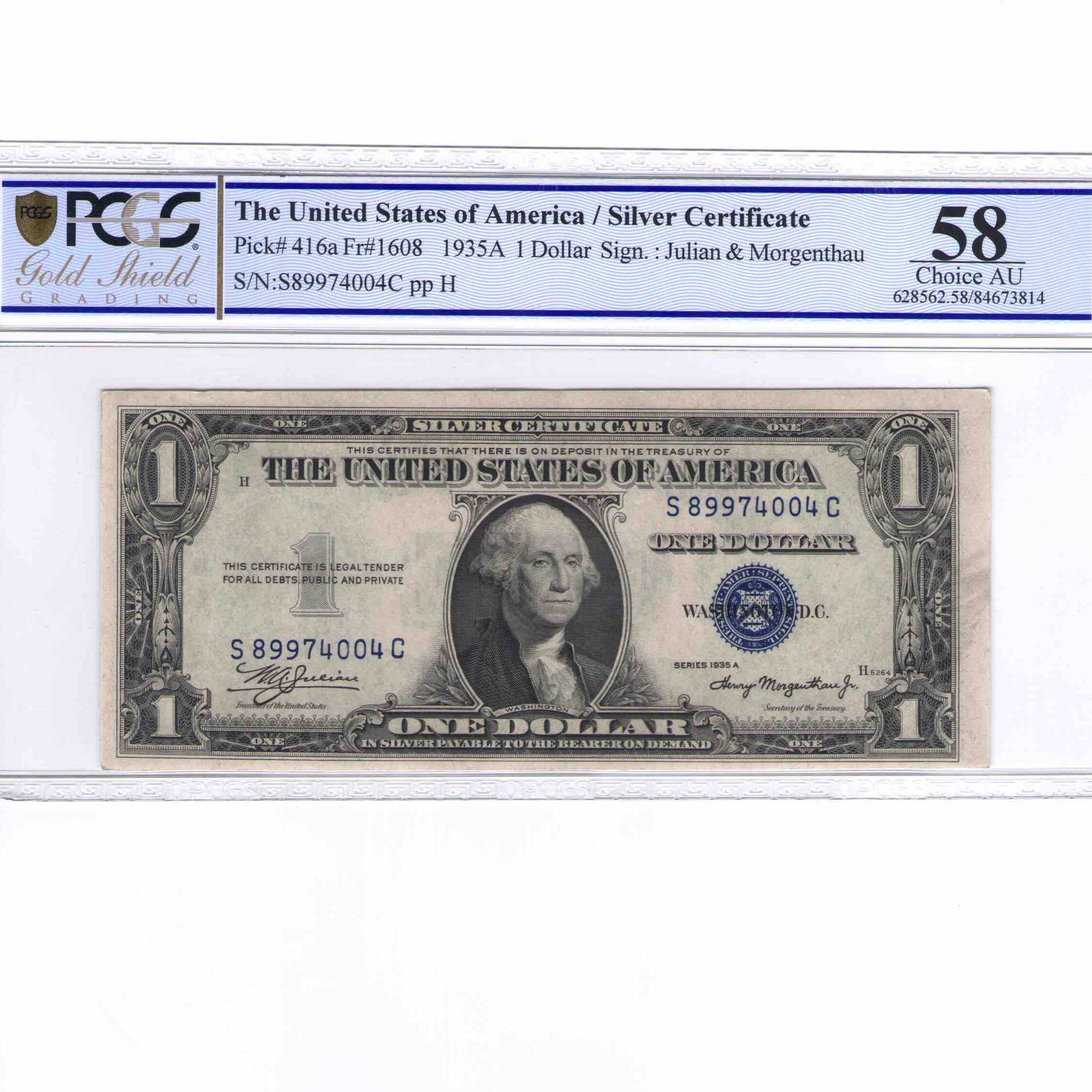 USA - 1 DOLLAR Silver certificate - 1935 avers