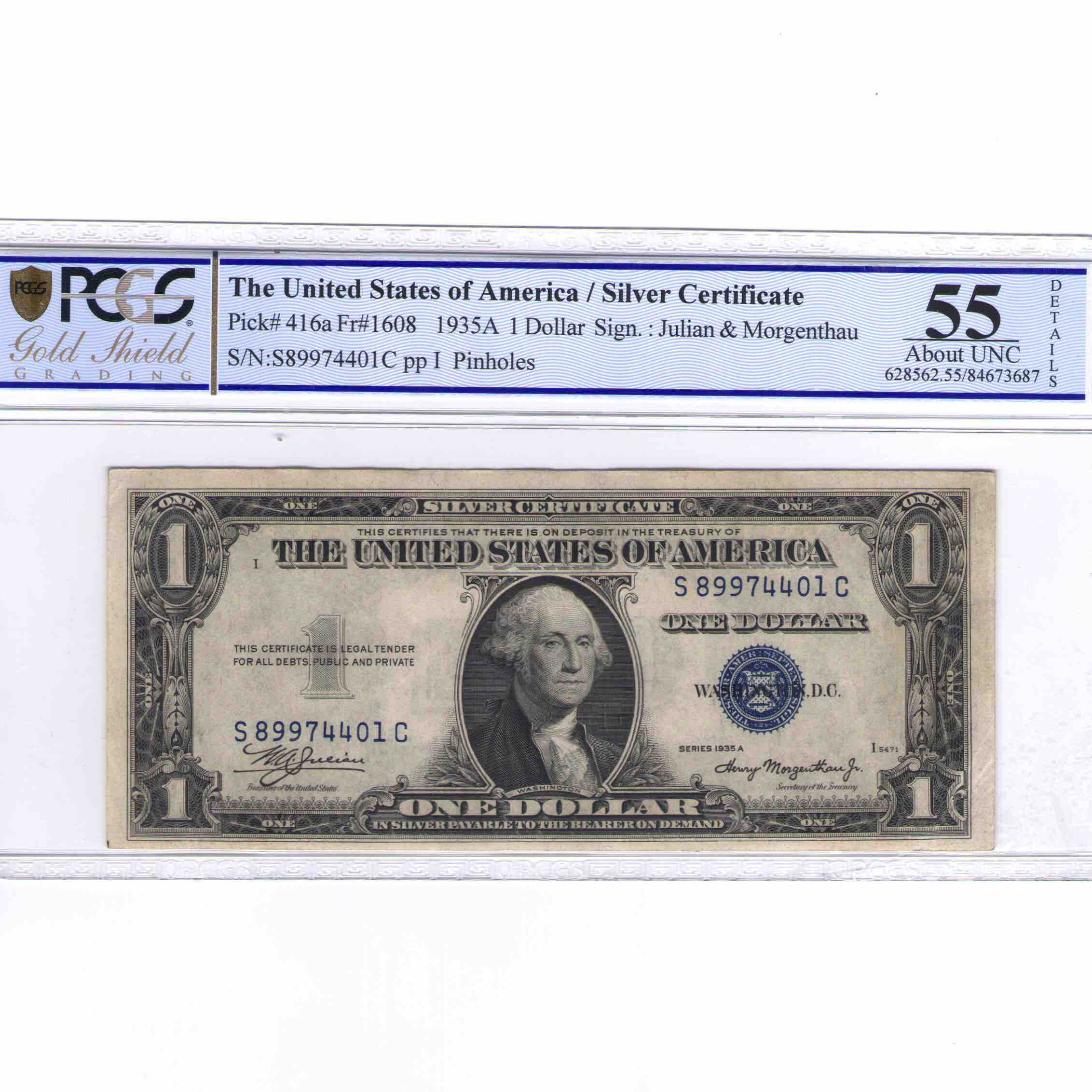 USA - 1 DOLLAR Silver certificate avers