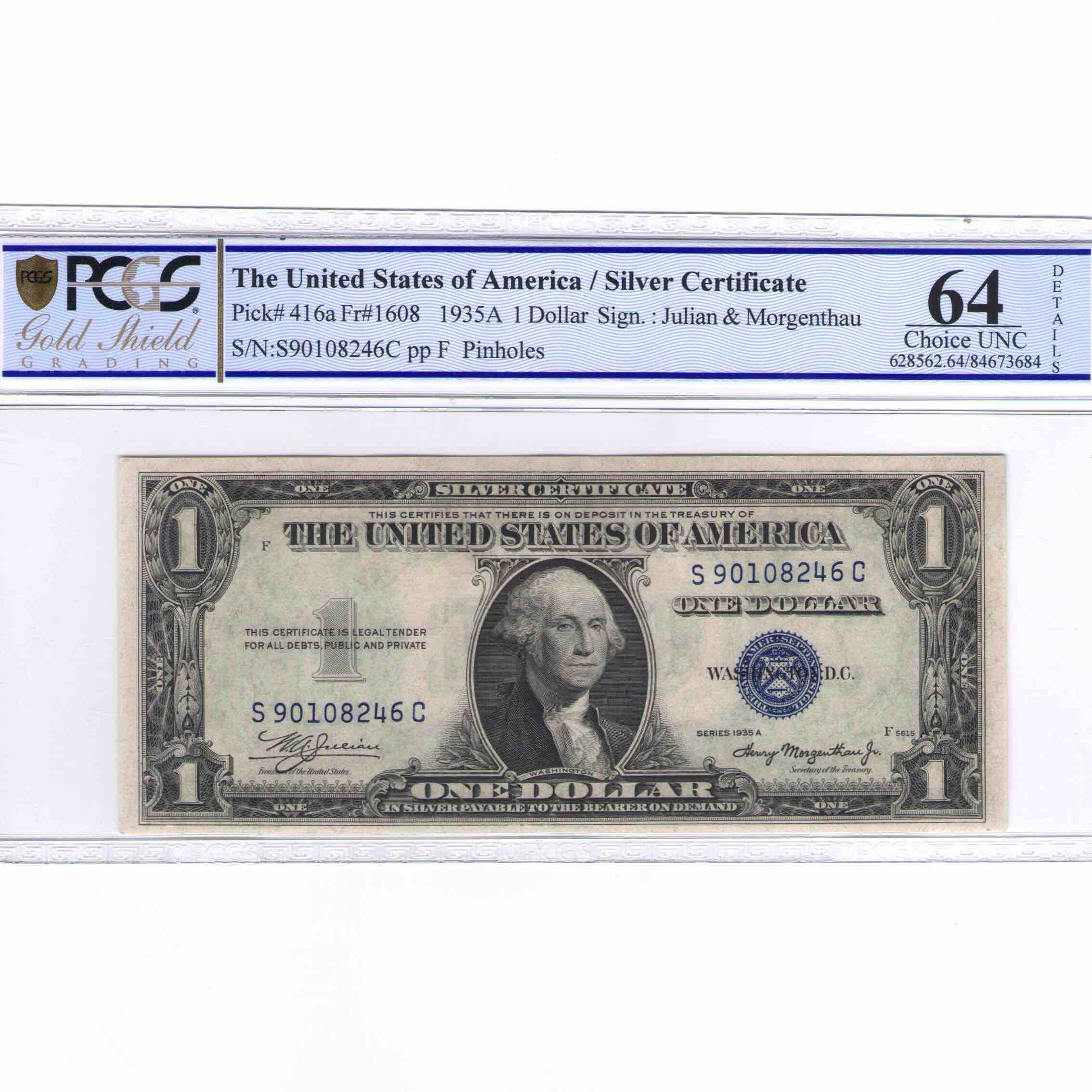 USA - 1 DOLLAR Silver certificate - 1935 avers