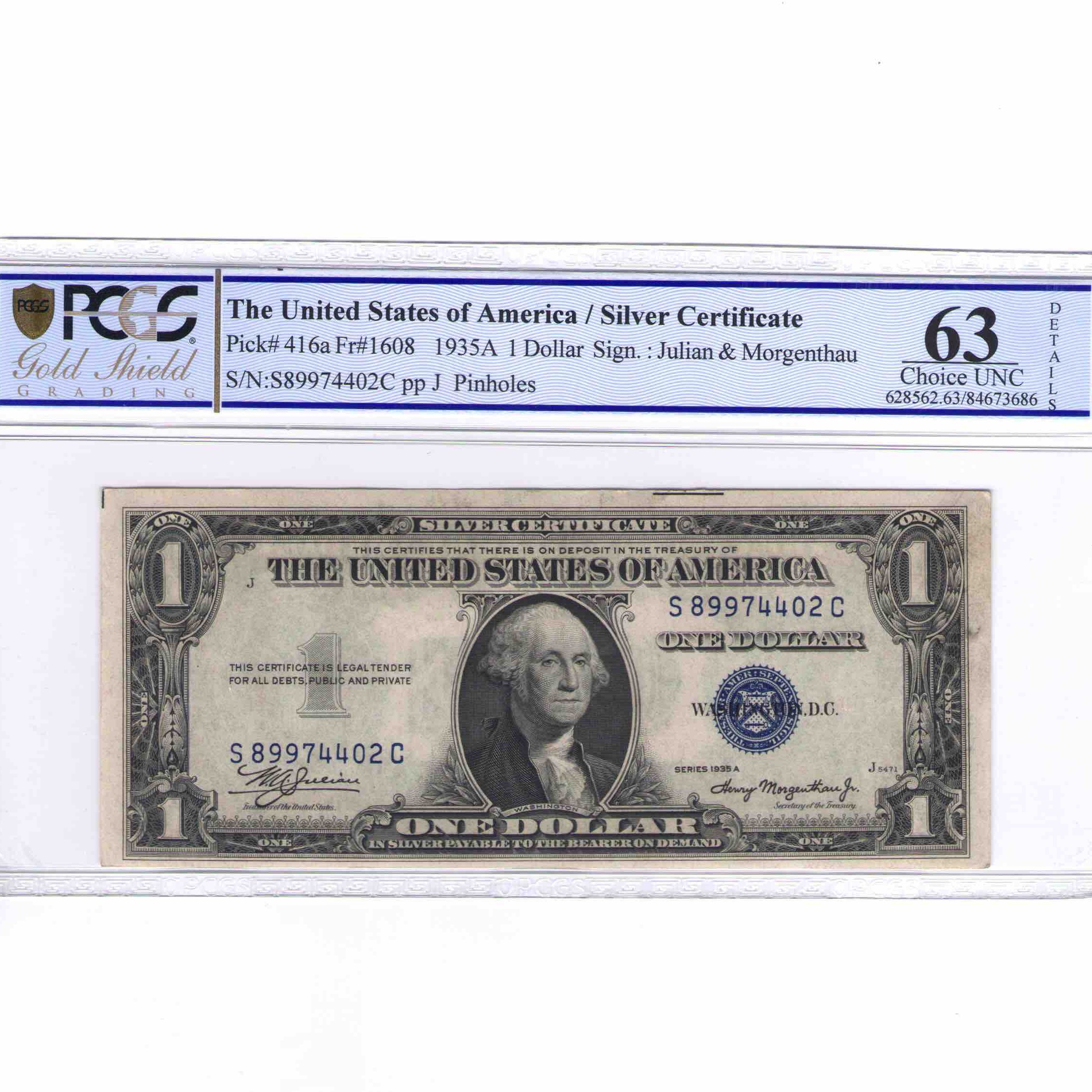 USA - 1 DOLLAR Silver certificate avers