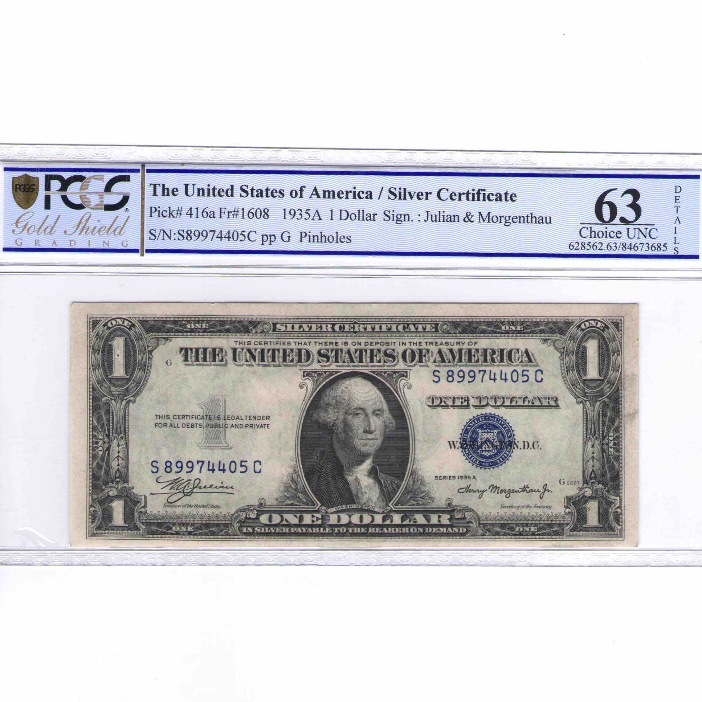 USA - 1 DOLLAR Silver certificate avers