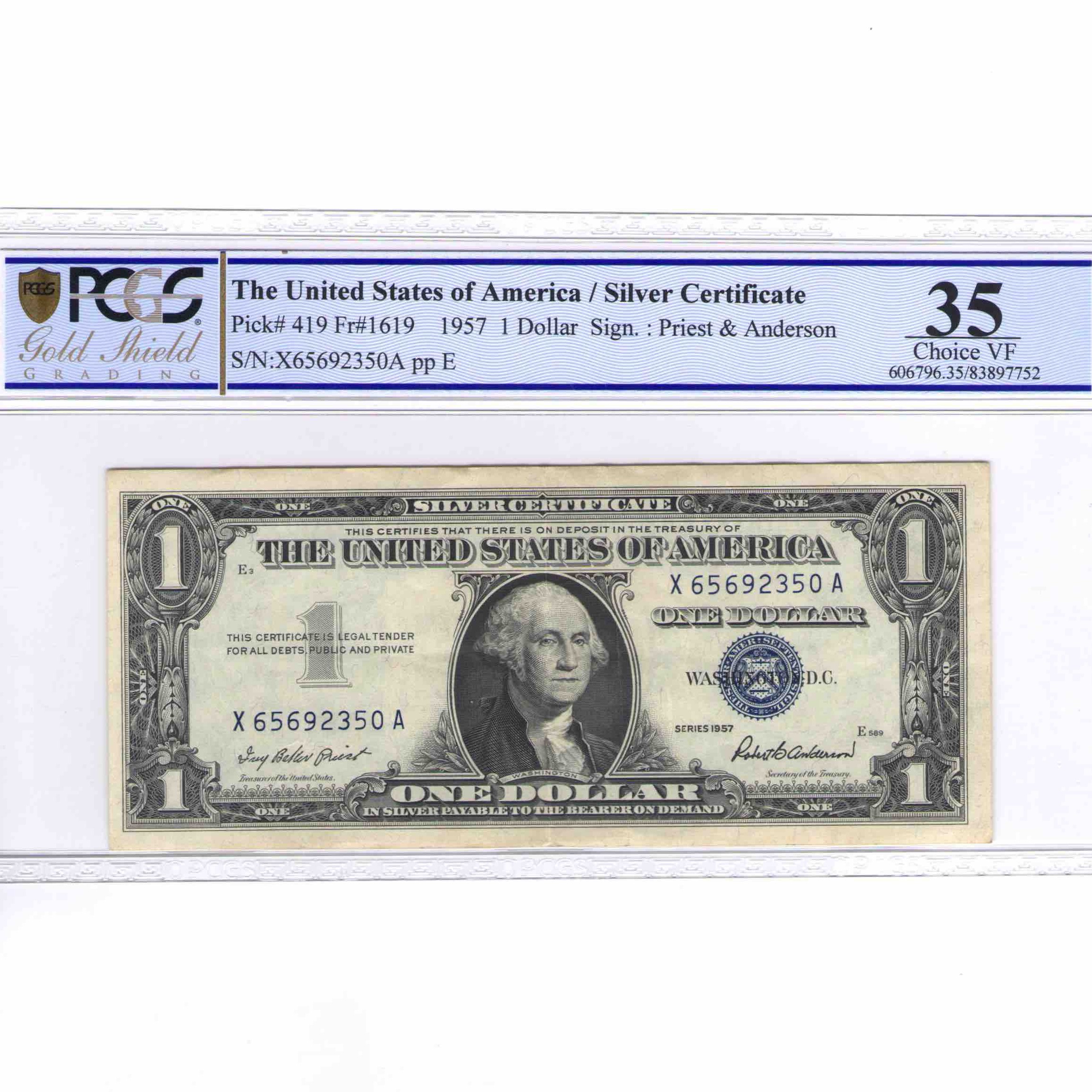 USA - 1 DOLLAR Silver certificate avers