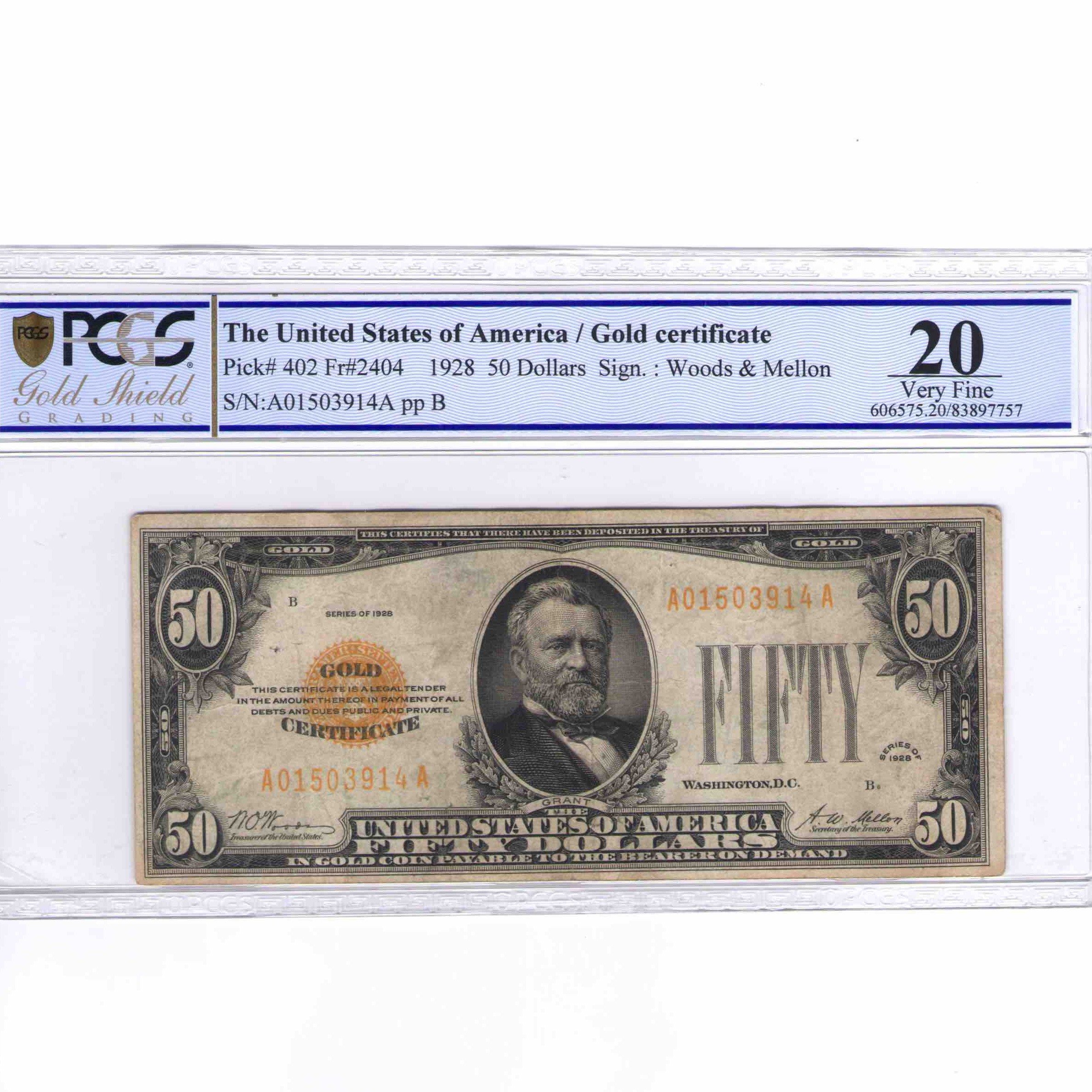 USA - 50 DOLLARS Gold CERTIFICATE avers