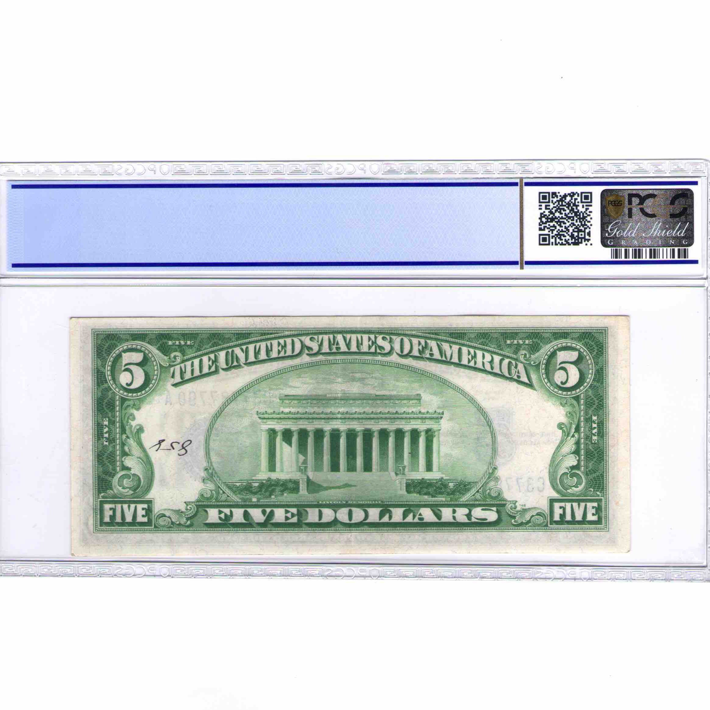 USA - 5 DOLLARS Silver Certificate revers